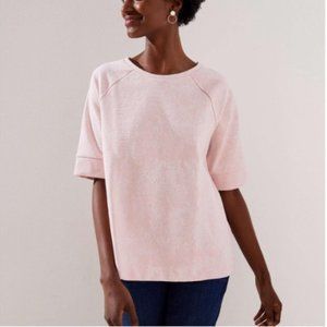 Loft Floral Jacquard Raglan Tee in Pink Size XS